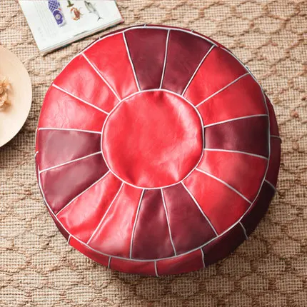 Moroccan PU Leather Pouf – Handmade Embroidered Ottoman, Unstuffed Round Floor Cushion (50x50x30cm) - Pouf Ottoman - H1bdc66a82d804cc4b3ce3e882bc3e149B