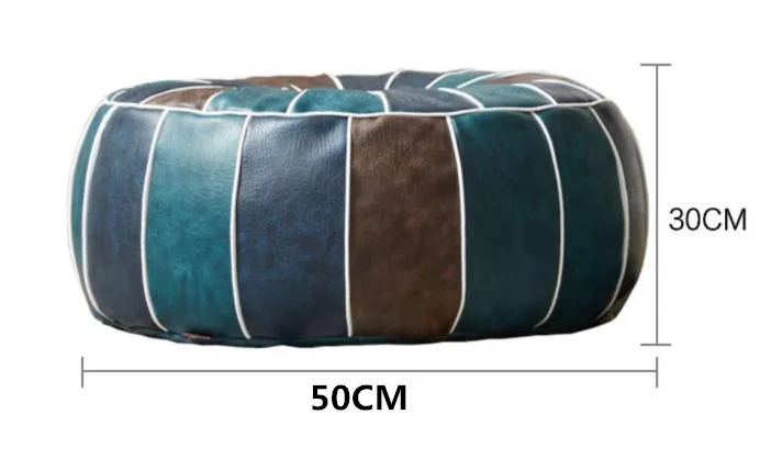 Moroccan PU Leather Pouf – Handmade Embroidered Ottoman, Unstuffed Round Floor Cushion (50x50x30cm) - Pouf Ottoman - Hd5d108984ab940e3acba21e246bd0e1b9