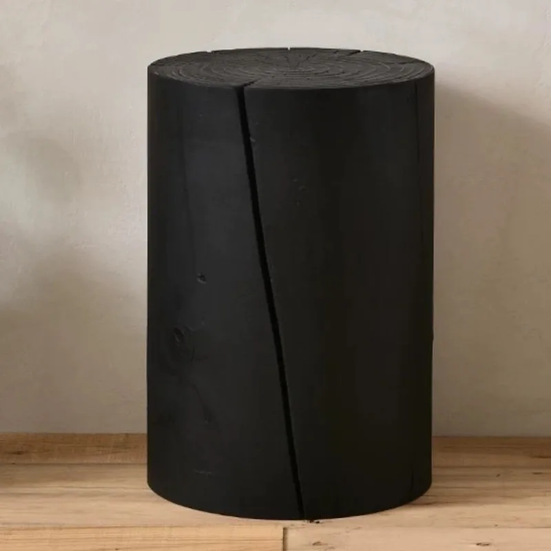 Solid Wood Stool – Portable Black Round Ottoman, Multi-Function Low Stool for Modern Living Room - Pouf Ottoman - S129fec1ac4ba4f7a97a6ef026403be04V