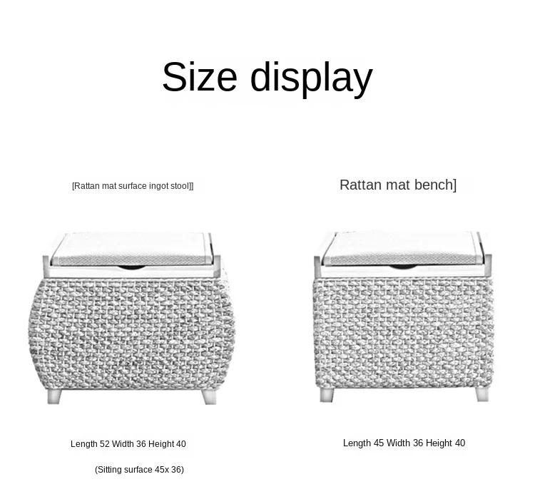 Rattan Storage Stool – Solid Wood Entryway Bench with Hidden Storage - Pouf Ottoman - Sa6cd20d6cc8c489694978997c9197c7dm
