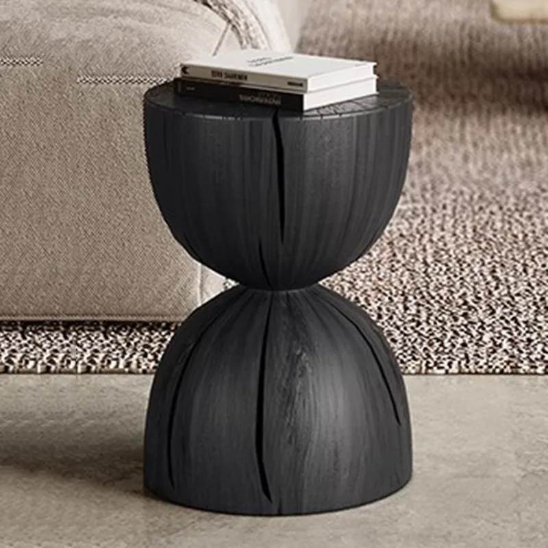Solid Wood Stool – Portable Black Round Ottoman, Multi-Function Low Stool for Modern Living Room - Pouf Ottoman - Sec3582f6dd094cb9b17787cfed19273bu